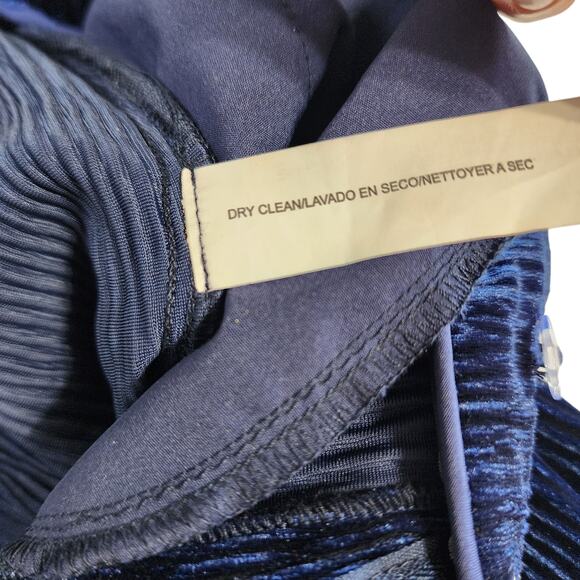 Eloquii Womens Velvet Crinkle Wide Leg Pants Plus Size 18 Blue High Rise Whimsy - Picture 8 of 12